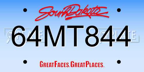 64MT844 South Dakota License Plate
