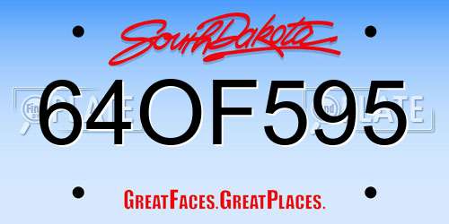 64OF595 South Dakota License Plate