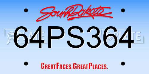 64PS364 South Dakota License Plate