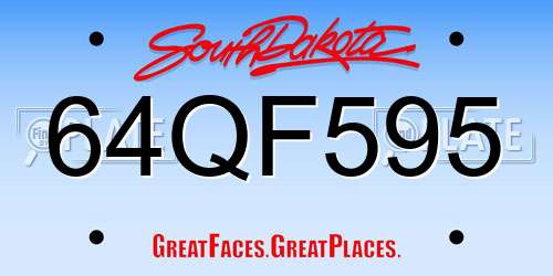64QF595 South Dakota License Plate