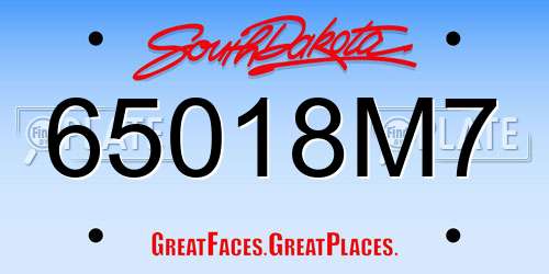 65018M7 South Dakota License Plate