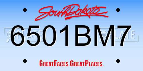 6501BM7 South Dakota License Plate