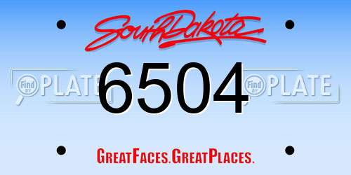6504 South Dakota License Plate