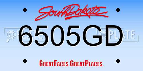 6505GD South Dakota License Plate