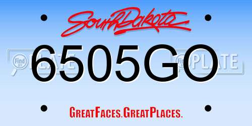 6505GO South Dakota License Plate