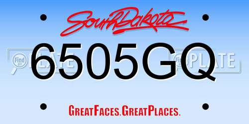 6505GQ South Dakota License Plate