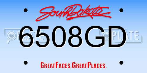 6508GD South Dakota License Plate