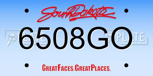 6508GO South Dakota License Plate