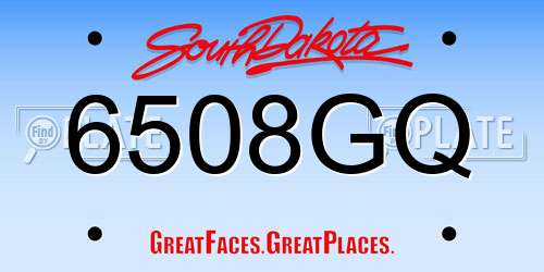 6508GQ South Dakota License Plate