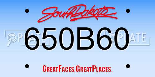 650B60 South Dakota License Plate