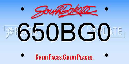 650BG0 South Dakota License Plate