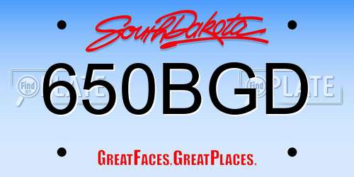 650BGD South Dakota License Plate