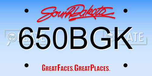 650BGK South Dakota License Plate