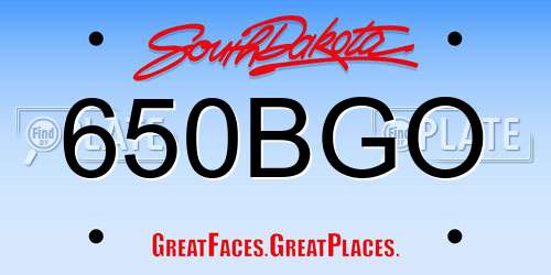650BGO South Dakota License Plate