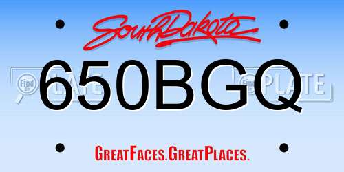 650BGQ South Dakota License Plate
