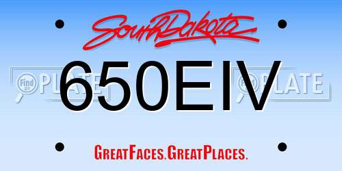 650EIV South Dakota License Plate