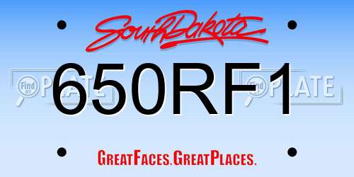 650RF1 South Dakota License Plate