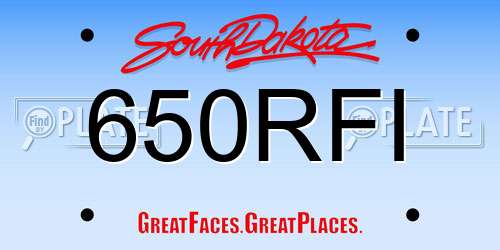 650RFI South Dakota License Plate