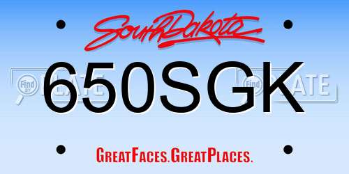 650SGK South Dakota License Plate