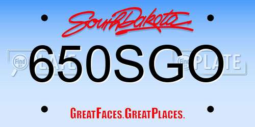 650SGO South Dakota License Plate