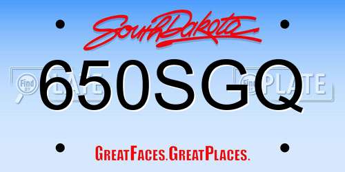 650SGQ South Dakota License Plate