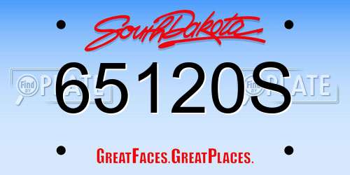 65120S South Dakota License Plate