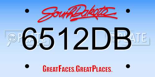 6512DB South Dakota License Plate