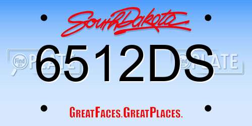 6512DS South Dakota License Plate