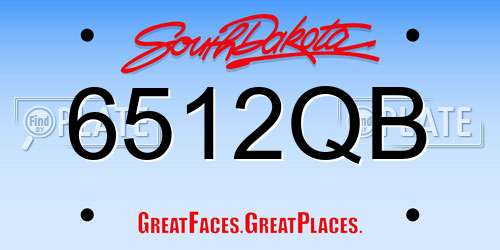 6512QB South Dakota License Plate