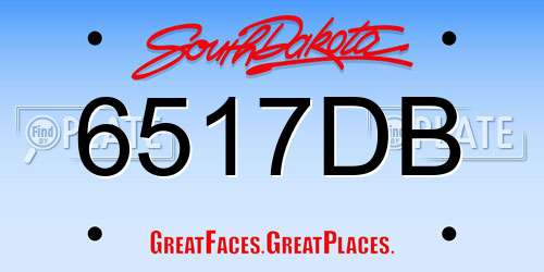6517DB South Dakota License Plate