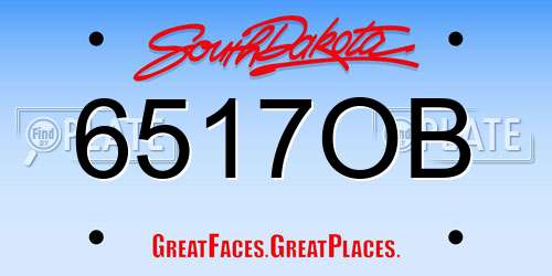 6517OB South Dakota License Plate