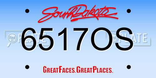 6517OS South Dakota License Plate