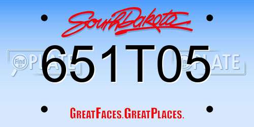651T05 South Dakota License Plate