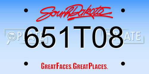 651T08 South Dakota License Plate