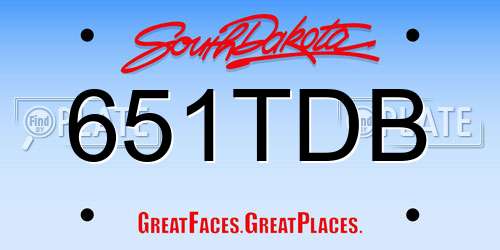 651TDB South Dakota License Plate