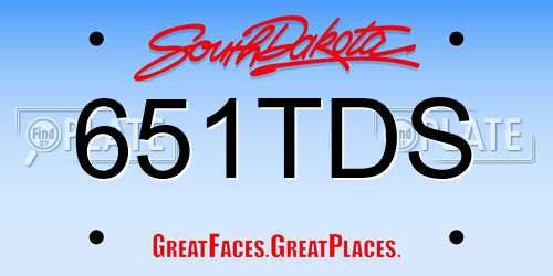 651TDS South Dakota License Plate