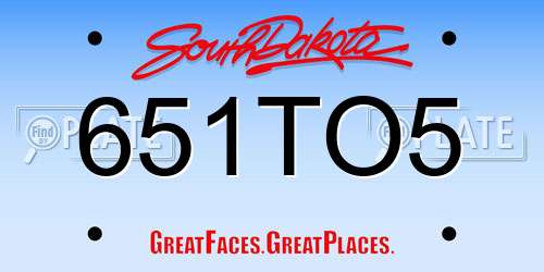 651TO5 South Dakota License Plate