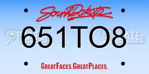 651TO8 South Dakota License Plate