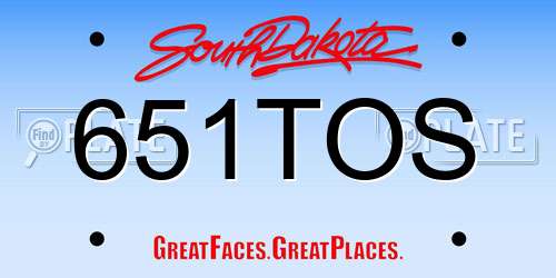651TOS South Dakota License Plate