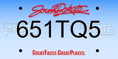 651TQ5 South Dakota License Plate