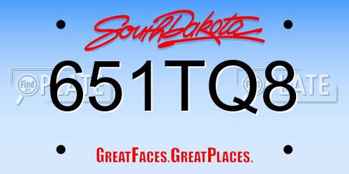 651TQ8 South Dakota License Plate