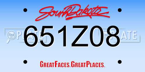 651Z08 South Dakota License Plate