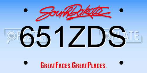 651ZDS South Dakota License Plate