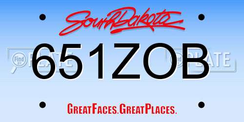 651ZOB South Dakota License Plate