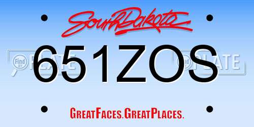 651ZOS South Dakota License Plate
