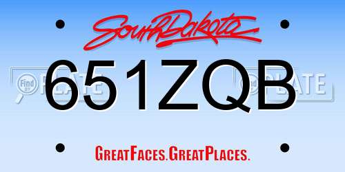 651ZQB South Dakota License Plate