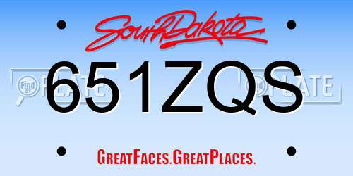 651ZQS South Dakota License Plate