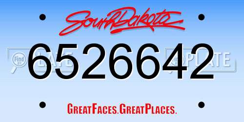 6526642 South Dakota License Plate