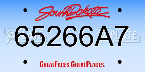 65266A7 South Dakota License Plate