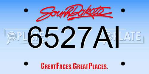 6527AI South Dakota License Plate